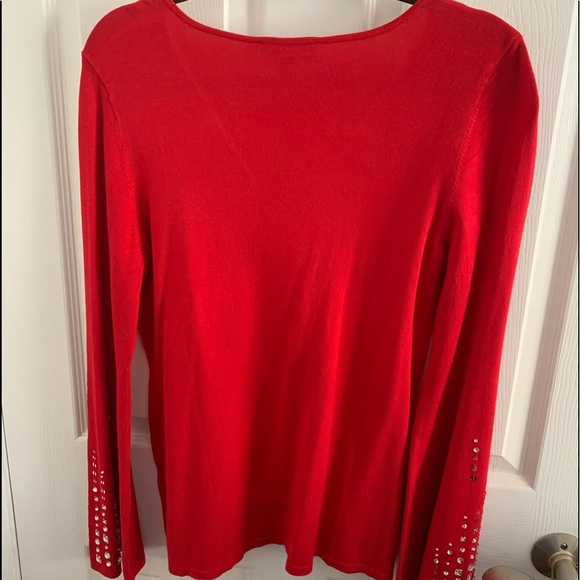 INC RED SWEATER WITH BLING SLEEVES - Picture 2 of 6